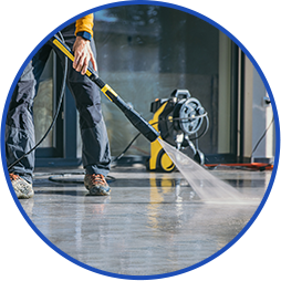 Pressure washing concrete surface clean