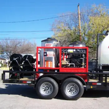 Pressure washing equipment on trailer